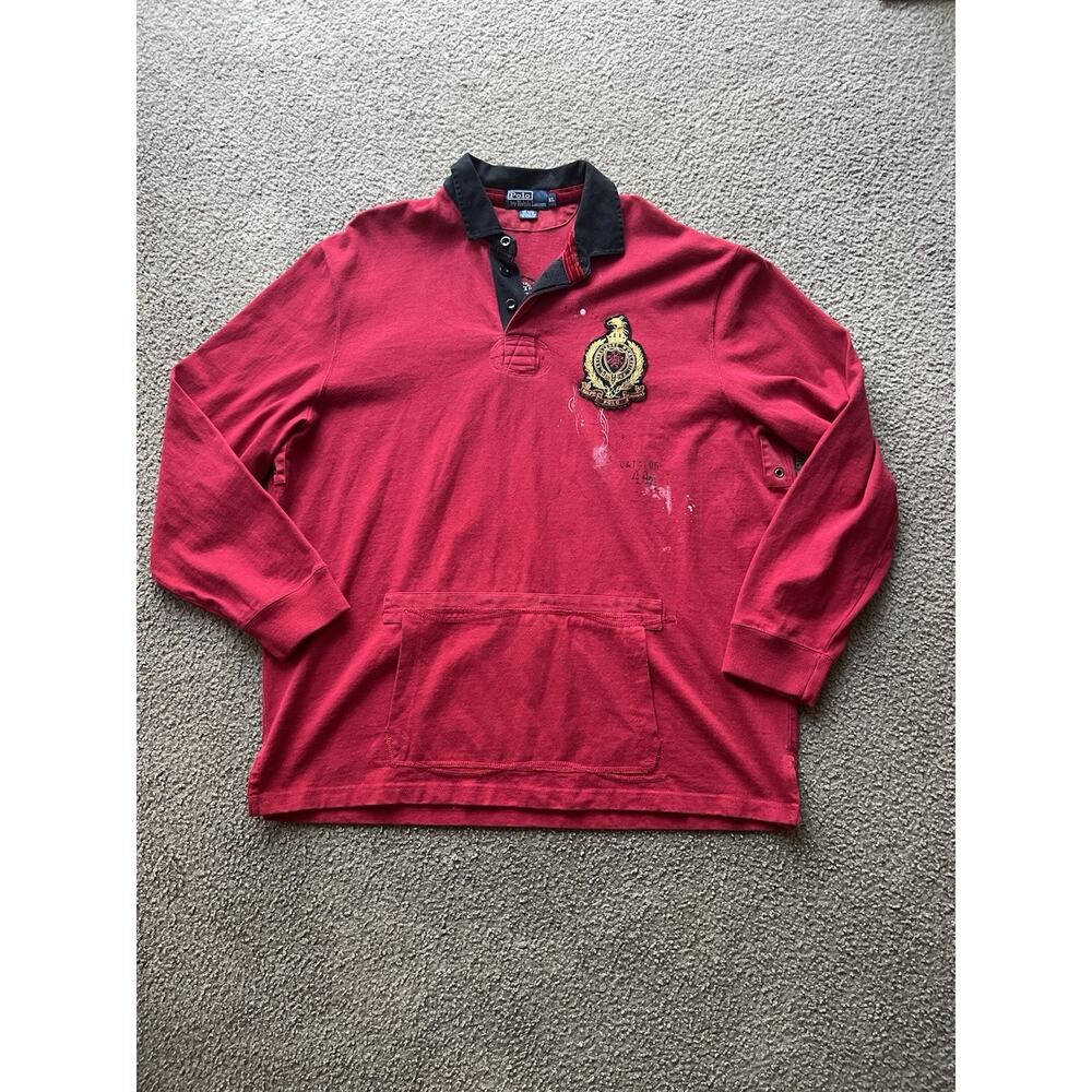 Vintage Polo Ralph Lauren Rugby Long Sleeve Size XL Royal Crest Dragon PRL